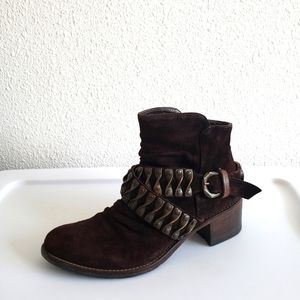 Co-op Barney's New York  Brown Suede Studded Ankle Booti…